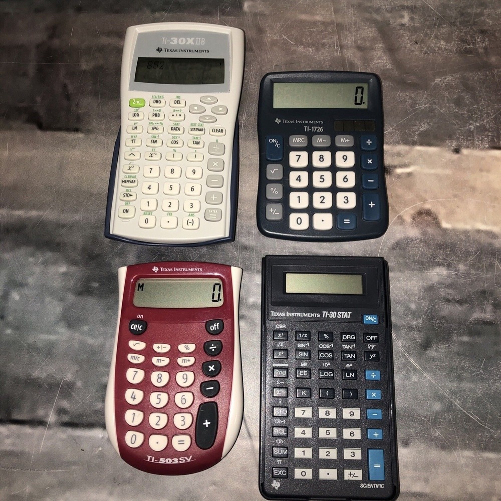 Lot Of 4 Texas Instrument TI-30-STAT Ti-503sv  Ti-30xiib TI-1726‎ Calculators